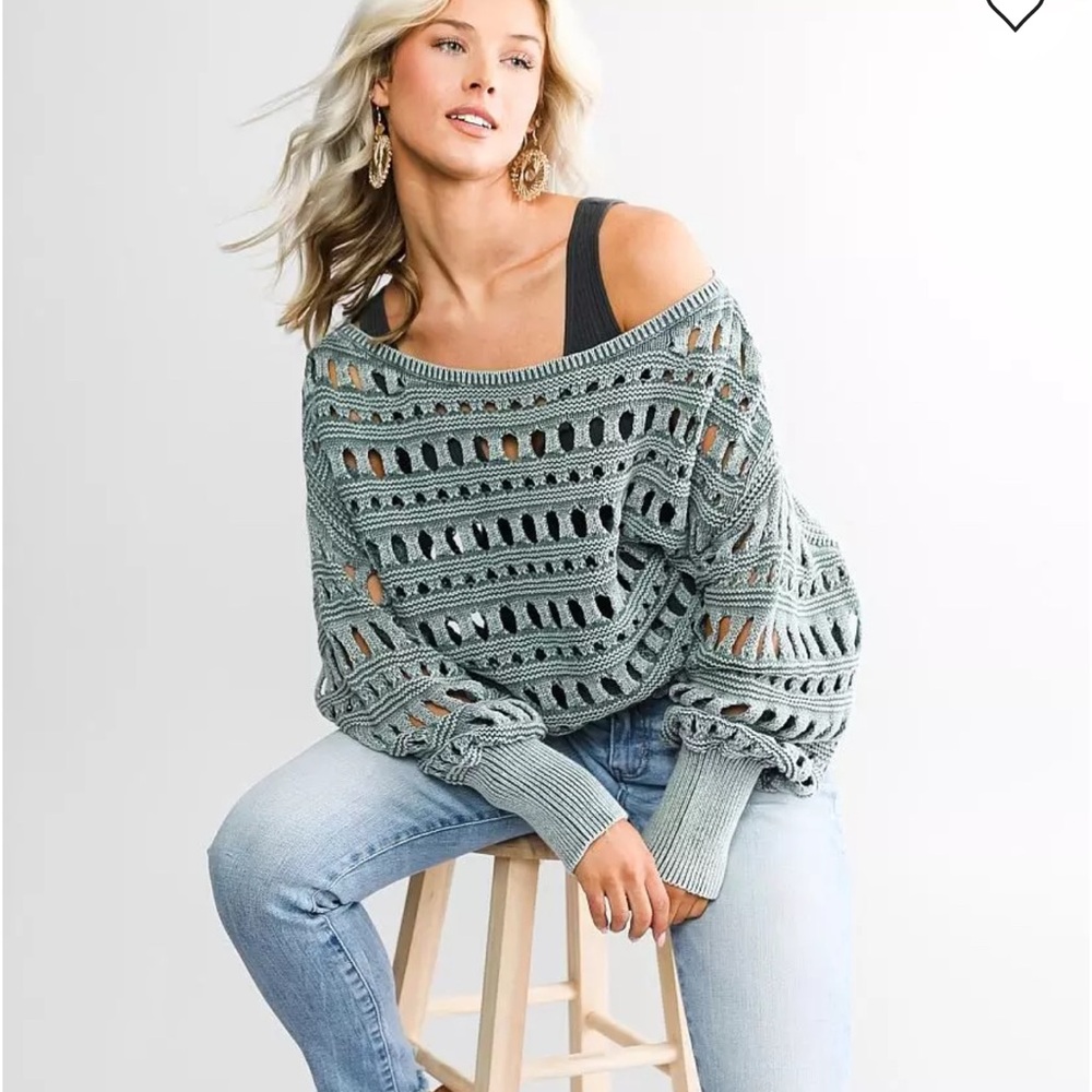 BKE Washed Open Knit Sweater Size Small